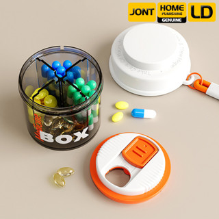 Hộp chia thuốc mini LD 4 ngăn chống ẩm nắp xoay 360 có tay cầm sang trọng, thiết kế nhỏ gọn dễ dàng mang theo