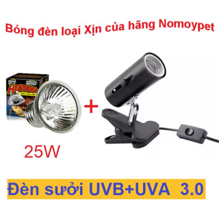    Combo   Kẹp đèn sưởi NGẮN + bóng đèn UVB-UVA 3.0 cho Rùa Baba và Bò sát 
