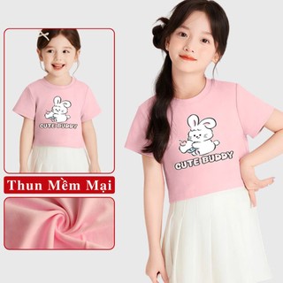 Áo Thun Croptop Tay Ngắn Bé Gái Kookoo In Hinh Thỏ Cute, Áo Croptop Ngắn Tay Cho Bé Gái