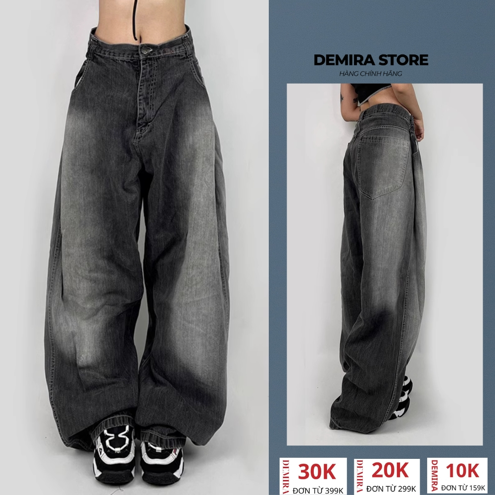 Quần Jeans unisex DEMIRA  form suông rộng,  Quần bò ống rộng form suông cá tính thiết kế chất lượng 