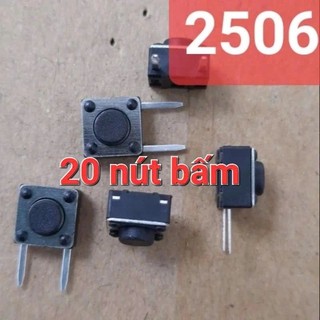 20 Nút Nhấn 2 Chân Vuông Đen thẳng cắm 6x6x5mm ấn tự nhả (2506)