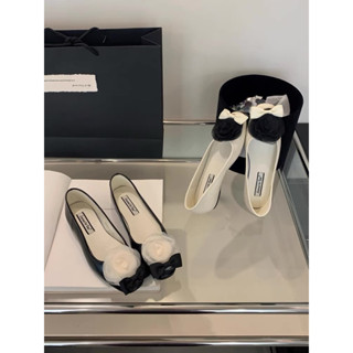 Giày búp bê nữ hoa trà bản to tiểu thư êm chân Jonmei QC Loại 1