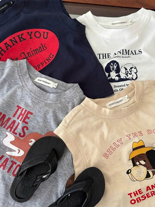 Set 4 áo ba lỗ cotton siêu mát, từ 1-3 tuổi phong cách Hàn Quốc bé trai, bé gái – embexiu A006