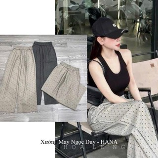 Quần Ống Suông Tim Vải Gold Cạp Chun Dài 95cm Nữ M55 M60 M65 Màu Ghi Đen Be Mặc Mùa Hè Đi Học Làm Công Sở Tiệc Biển Mát