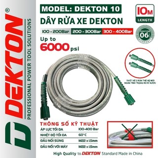 Dây rửa xe Dekton 10 mét , 15 mét và 22 mét , 2 đầu ren 22mm