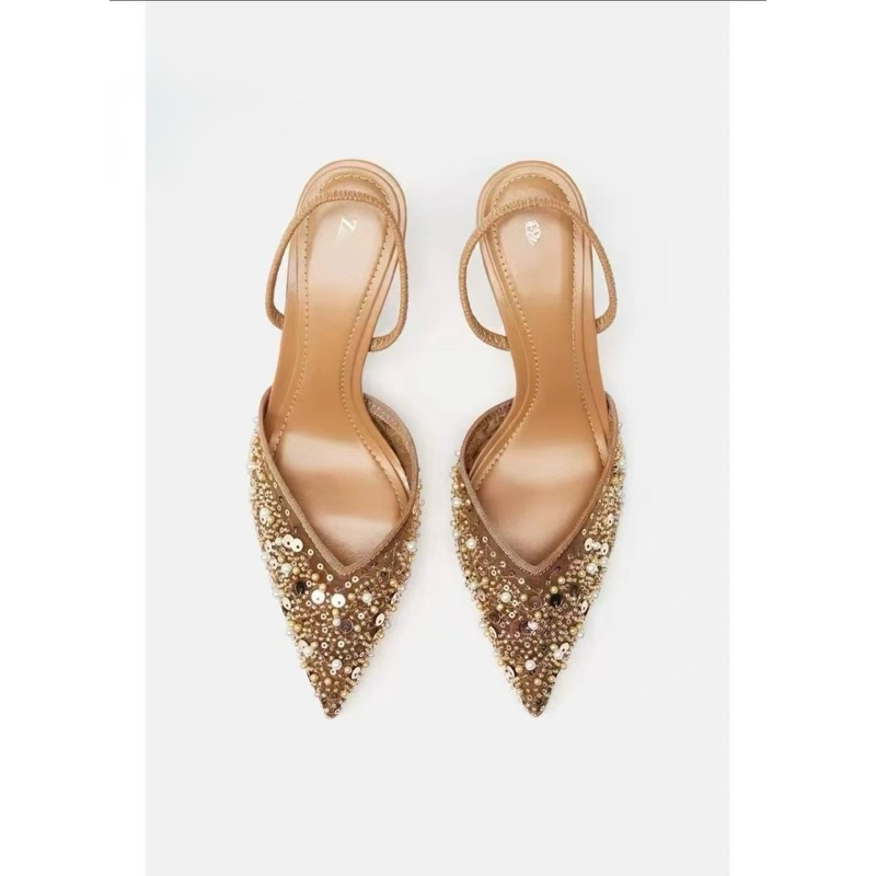 Giày cao gót mũi nhọn Z thêu đính hạt cườm hai màu đế mảnh cao 6cm phong cách sang chảnh phù hợp đi tiệc 𝟯𝗪𝟬𝟴𝟱 | BigBuy360 - bigbuy360.vn
