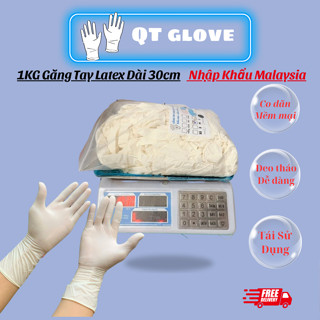 1kg Găng tay cao su y tế Latex, Găng tay có bột/không bột dài 30cm hàng chính hãng Nhập Khẩu Malaysia