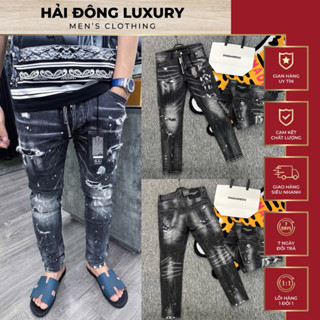 Quần Jean DSQ Xám Khói Khoá Lệch,Rách Xước,Vẩy Sơn Siêu Đẹp,Lên Fom Chuẩn Nét Keng