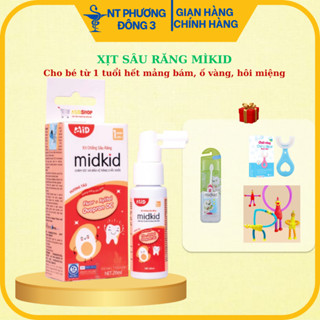 ( 2h tặng bc chữ U 7)  Xịt chống sâu răng MIDKID cho bé an toàn cho bé răng ô vàng,từ 1 tuổi,chính hãng, vị táo