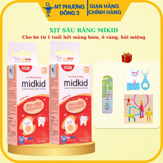 (1h+1bc, 2h tặng bàn chải hoặc thú kéo 6) Xịt Chống Sâu Răng MIDKID Cho Bé Từ 1 Tuổi, An Toàn Nuốt Được