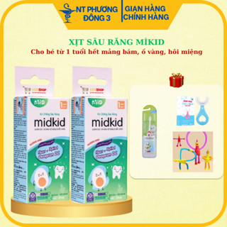   2h tặng bc U hoặc rồng mắt lồi 2 Xịt sâu răng Midkid cho bé từ 1 tuổi,làm sạch,bảo vệ men răng mảng bám ố vàng,viêm 