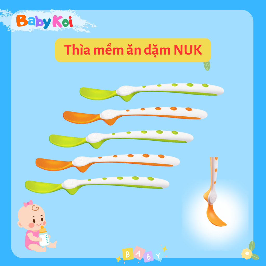 {Tách lẻ} Thìa mềm ăn dặm NUK - Đức