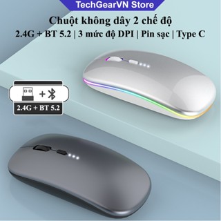 Chuột không dây 2 chế độ, Wireless 2.4G, Bluetooth 5.2, Pin sạc Type C
