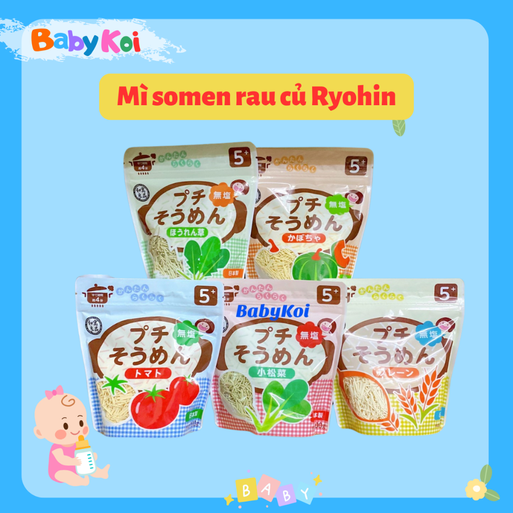 Mì Somen/Udon rau củ tách muối Ryohin và Wakodo cho bé từ 5m (date 12/2026)