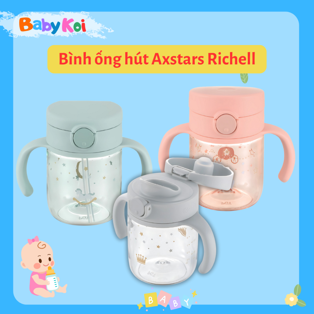 Bình ống hút Axstars Richell cho bé