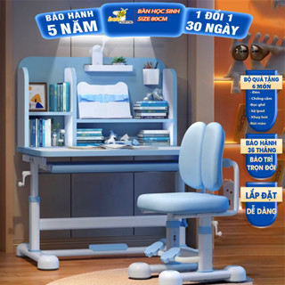 bàn ghế học sinh M8+ có giá sách, bộ bàn học chống gù thông minh kèm kệ sách cho trẻ em điều chỉnh nâng hạ độ cao