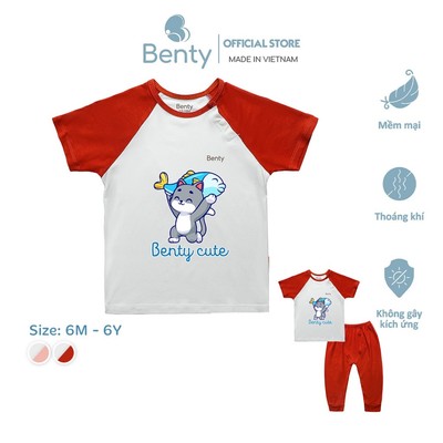 Bộ áo cộc chéo quần dài BENTY BT106 thấm hút mồ hôi tốt, đồ bộ ngủ mặc điều hòa cho bé chính hãng
