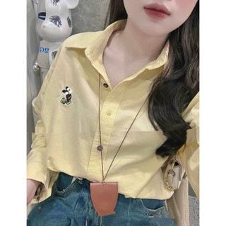 (SẴN HÀNG) Áo Sơ Mi Vàng Thêu Mickey