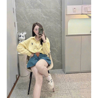 (SẴN HÀNG) Áo Sơ Mi Vàng Thêu Mickey