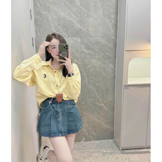 (SẴN HÀNG) Áo Sơ Mi Vàng Thêu Mickey