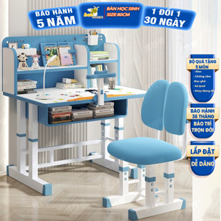 ( Tặng Đèn+ Quà) Bộ bàn ghế học sinh tiểu học  E01 thông minh tăng giảm chiều cao, ghế đệm êm ái và tựa lưng 2 cánh