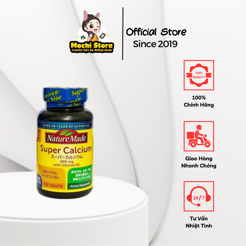 Viên Uống Bổ Sung Canxi Nature Made Super Calcium With Vitamin D Nhật Bản 120 Viên