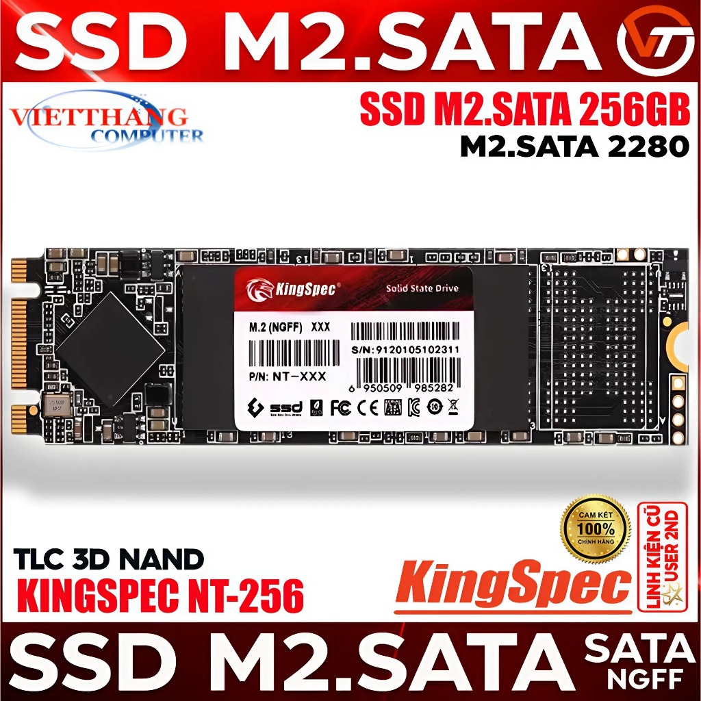 Ổ cứng SSD M2.SATA NGFF Kingspec NT-256 256GB Good 100% Cũ đã qua sử dụng ( Cũ - 2nd )