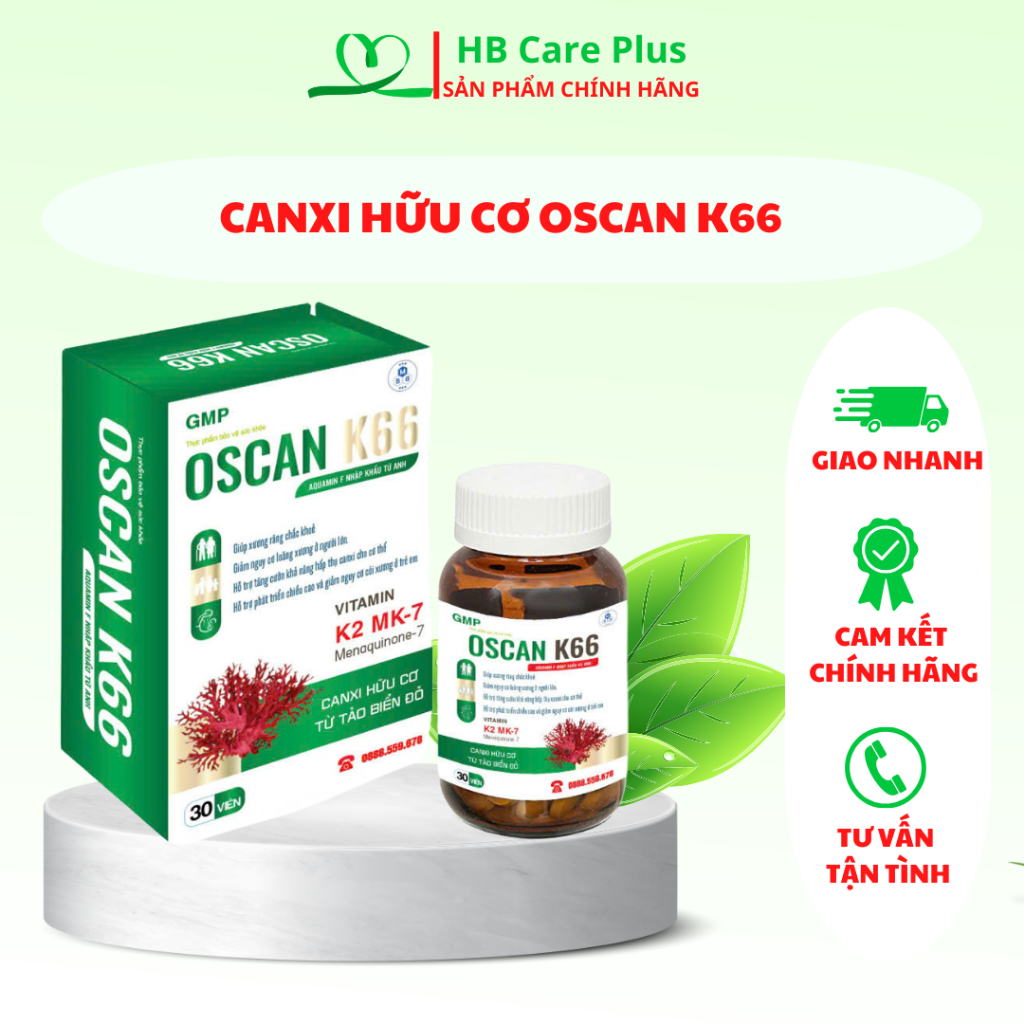 Oscan k66 canxi từ tảo biển đỏ, vitamin k2 mk7, vitamin d3, aquamin F nhập khẩu từ anh