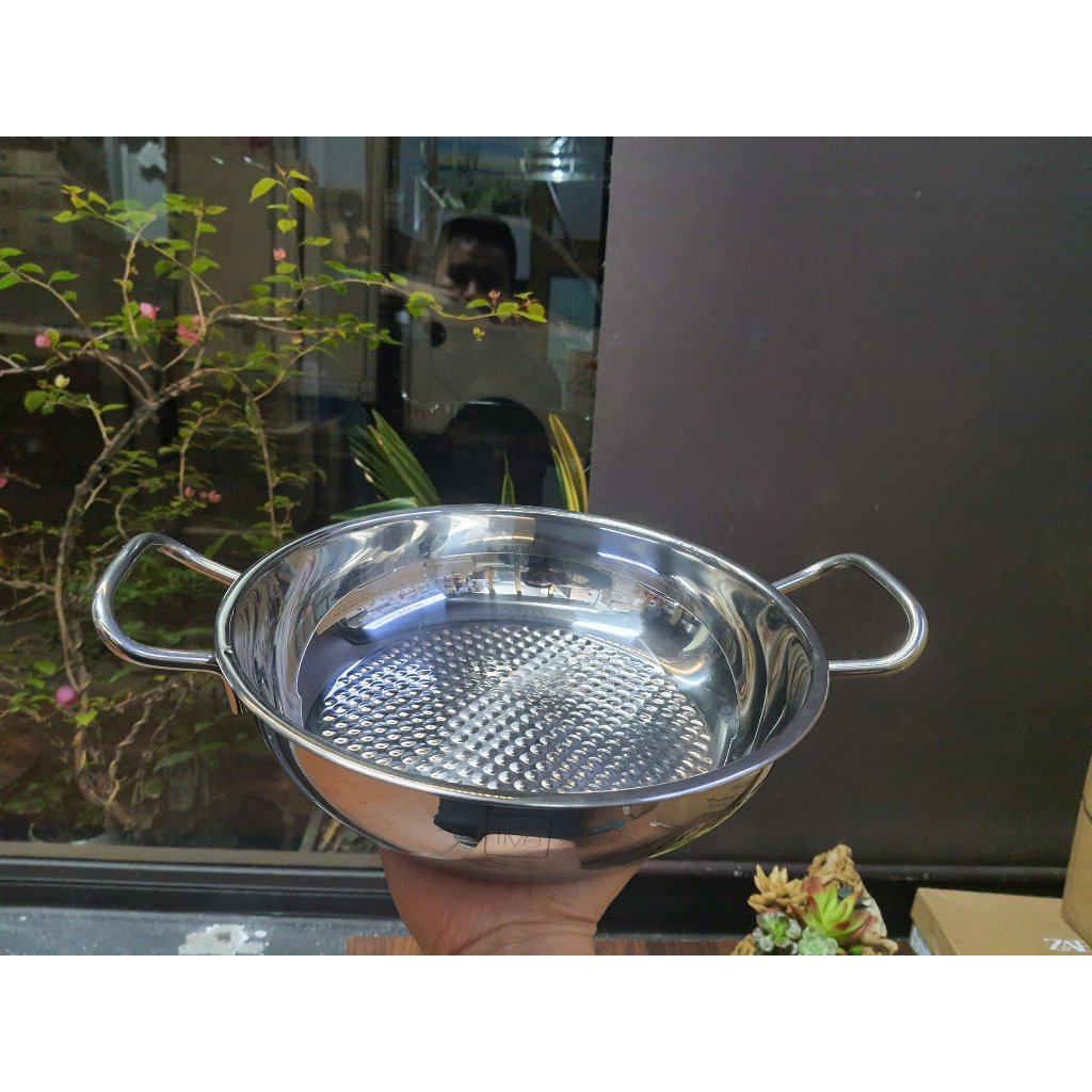 Chảo lẩu, Chảo xào caro 3 đáy inox 430 Fivestar 24cm dùng được mọi loại bếp, An toàn cho sức khoẻ