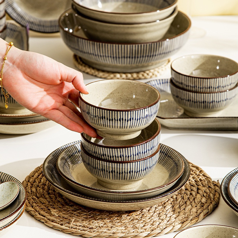 Bán lẻ bộ bát đĩa men tiểu cổ phong cách cổ xưa GOSU tráng men cao cấp