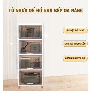 Tủ Nhựa Để Đồ Nhà Bếp Kệ Đựng Đồ Ăn Vặt Nhiều Tầng Bằng Nhựa Trong Suốt