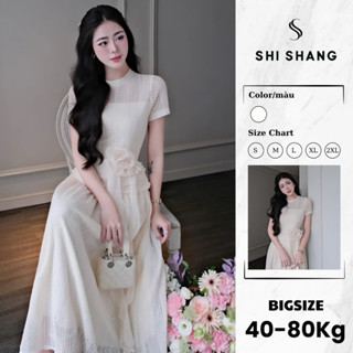 Đầm dự tiệc BIGSIZE Shi Shang, Đầm ren dáng dài đính hoa eo sang chảnh