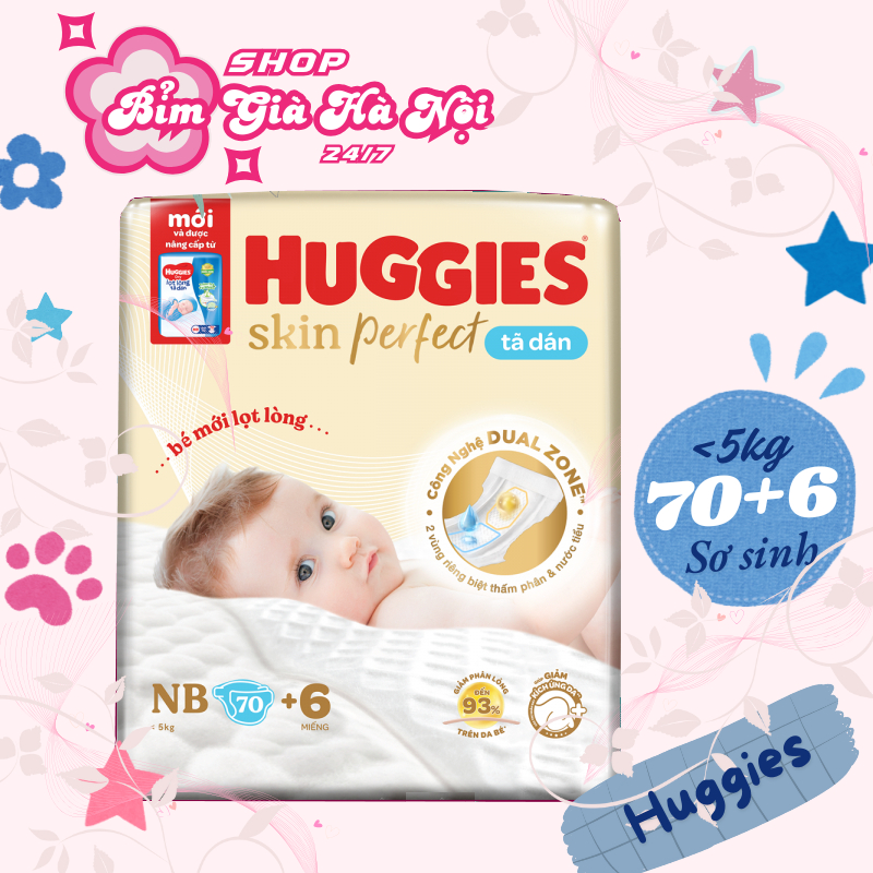 Tã dán Huggies sơ sinh 70+6 (dành cho trẻ dưới .5Kg) #huggies #sơ sinh huggies #huggies 70+6 #tã hug