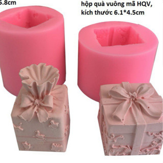 [KHUÔN 4D SALE] khuôn silicon hình hộp quà làm bánh, nến thơm