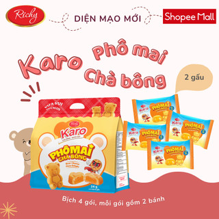 [Mua Là Có Quà] Combo 9 bịch bánh tươi Karo RICHY mix vị: sợi gà truyền thống, phô mai hoàng kim và karo gấu
