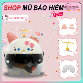 mũ bảo hiểm hello kitty Thời trang cô gái mũ bảo hiểm tai mèo mũ bảo hiểm 1 / 2 vòng đầu 52-58cm