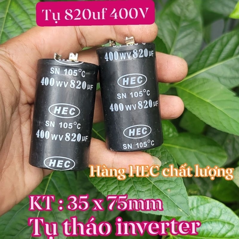 set 10 tụ 820uf 400v tháo máy, tháo biến tần, 2 chân dẹp. KT 35 x 75mm