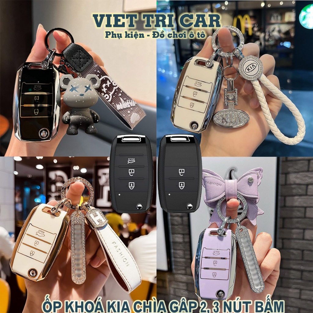 Ốp chìa khoá TPU xe KIA 3 nút có chìa bật:  Kia Morning,Cerato,Rondo,Rio,Soluto,Seltos,Sorento
