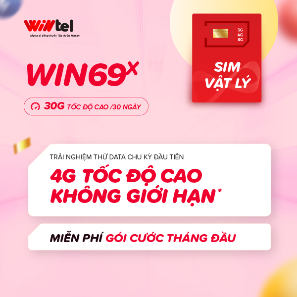 SIM 4G Wintel Không Giới Hạn Data Tháng Đầu – 69K – Sóng Vinaphone