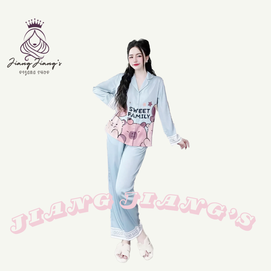Bộ Pijama Lụa Latin Cao Cấp Sang Chảnh Jiang Jiang’s Chất Lụa Latin Hàng Loại 1 Siêu Mềm Mát L1