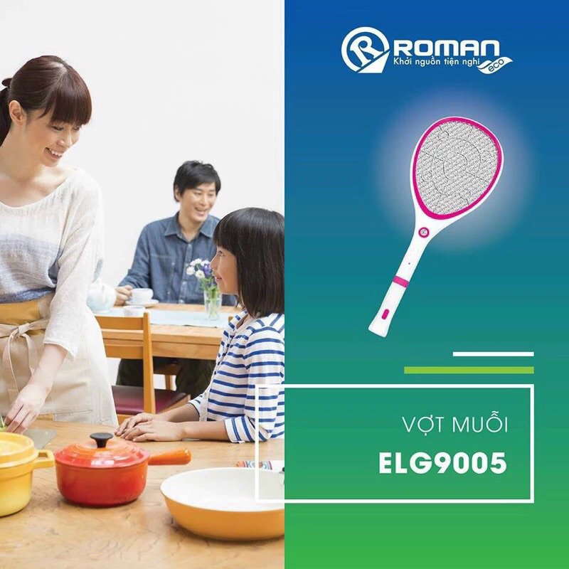 Vợt muỗi Roman HMB9005/p - BH 12 tháng [thân pin có thể tháo rời]