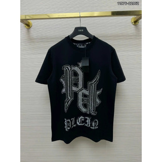 Áo Phông Philipp Plein Nam Nữ Phối In Kim Tuyến Trước Ngực. Áo Thun Philipp Plein Tay Ngắn In Hình Đầu Lâu.