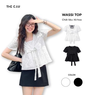 Áo babydoll tay ngắn xô hoa phối nơ THE C.I.U - Wassi Top