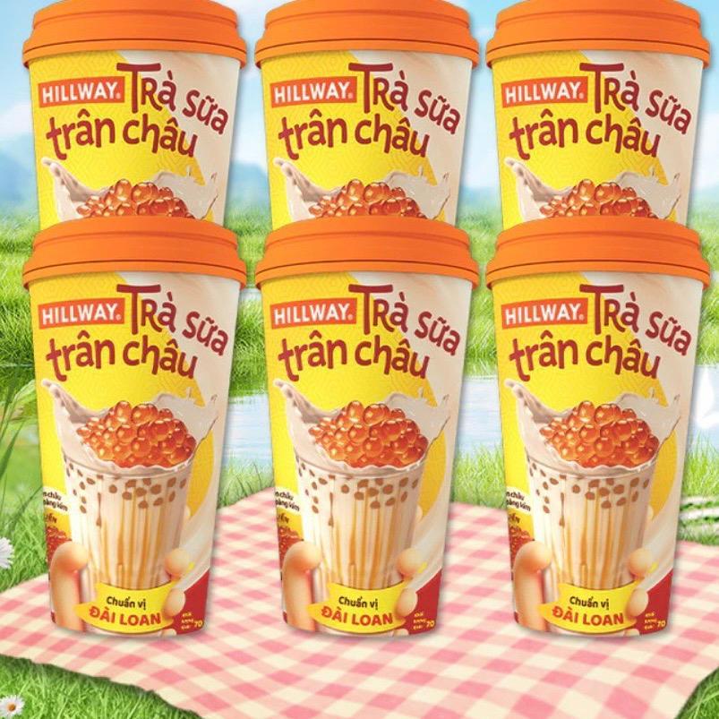 Combo 6 Trà Sữa Trân Châu Hoàng Kim Hillway dạng Ly chuẩn vị Đài Loan size L (Ly 1 gói trà sữa, 1 gó