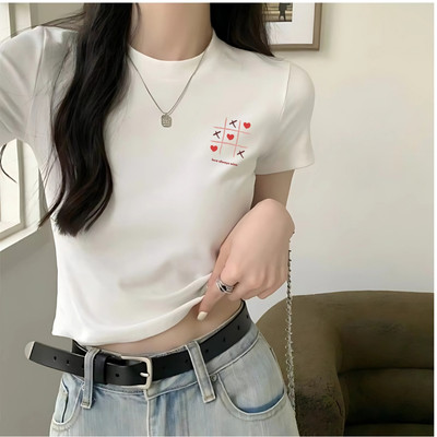 Áo croptop nữ màu trắng chất liệu cotton Loza G0282