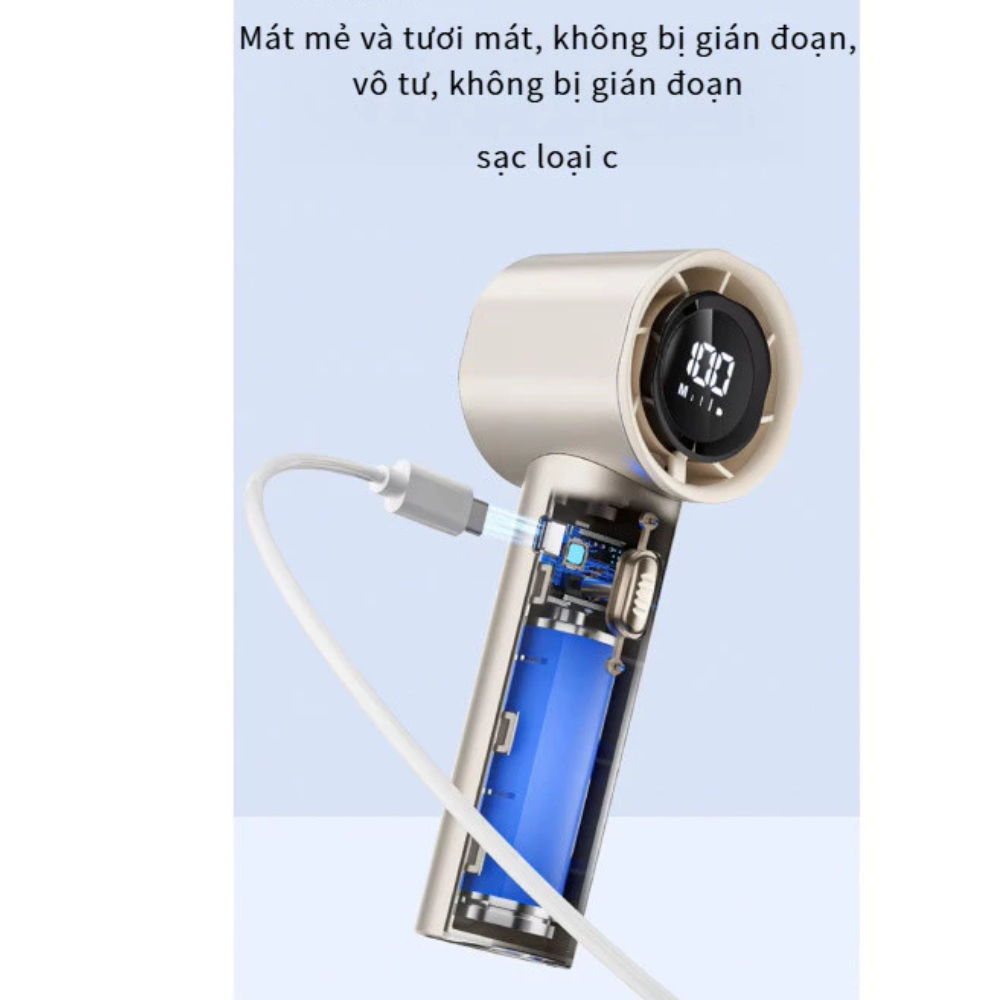 Quạt Tubor Cầm Tay Cao Cấp Tốc Độ Gió Mạnh Màn Hình LED Hiển Thị Sạc Nhanh TYPE C ( DIDOOGLT) | BigBuy360 - bigbuy360.vn