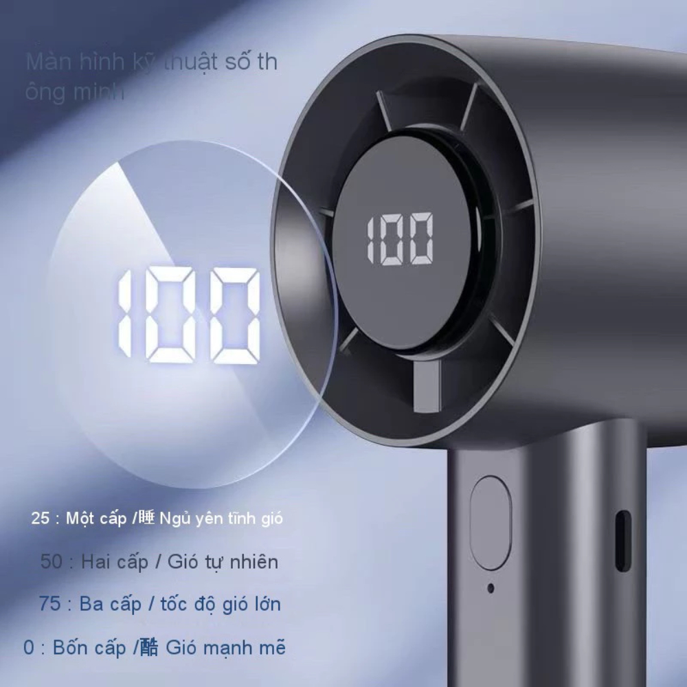 Quạt Tubor Cầm Tay Cao Cấp Tốc Độ Gió Mạnh Màn Hình LED Hiển Thị Sạc Nhanh TYPE C ( DIDOOGLT) | BigBuy360 - bigbuy360.vn