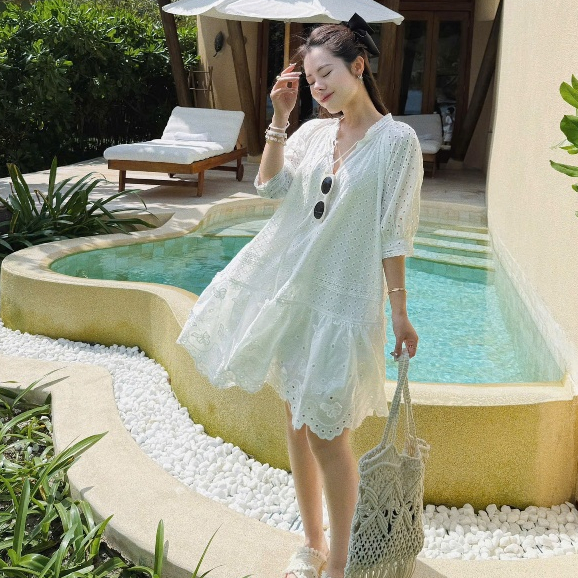 Váy babydoll phối ren đuôi cá Janet