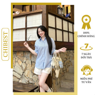 Set Áo Sơ Mi Nữ Nhuyễn Tay - Quần Short Ngắn Trắng Cao Cấp Đi Chơi CHIBEST HSB33