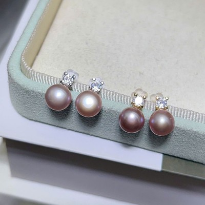 Bông Tai Ngọc Trai Bạc 925 Size 10ly Màu Hồng Tím Độ Sáng 5A Tinh Tế, Thời Trang - Ngọc Trai Trường Thịnh